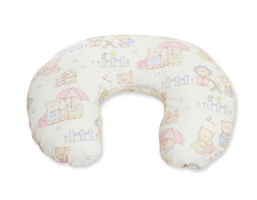 Breastfeeding Pillow Nursing Croissant Pillow, removable, Hands-Free Feeding- teddy bear family