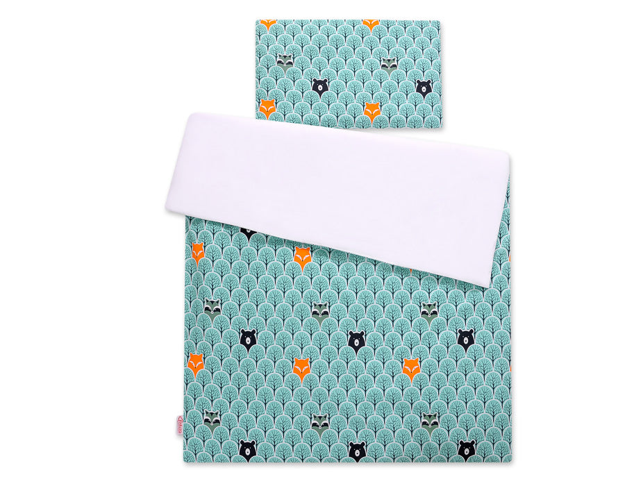 Baby cotton bedding set 2-pcs 135x100 cm- mint forest