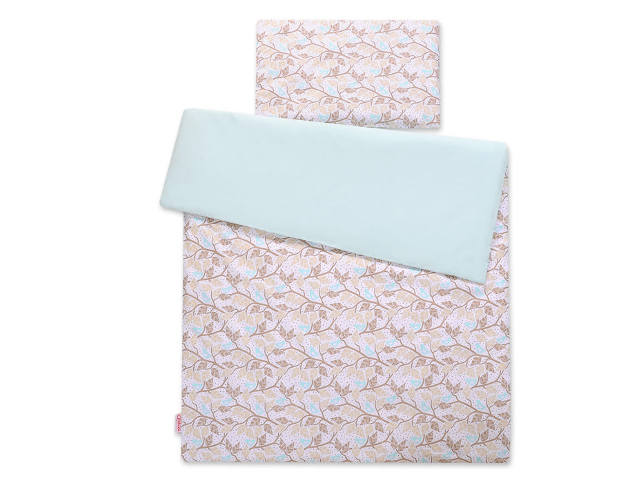 Baby cotton bedding set 2-pcs - beige leaves