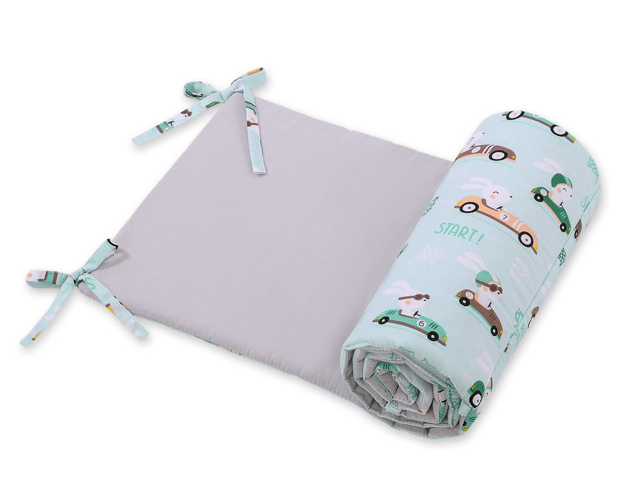 Universal bumper for cot - mint rabbits