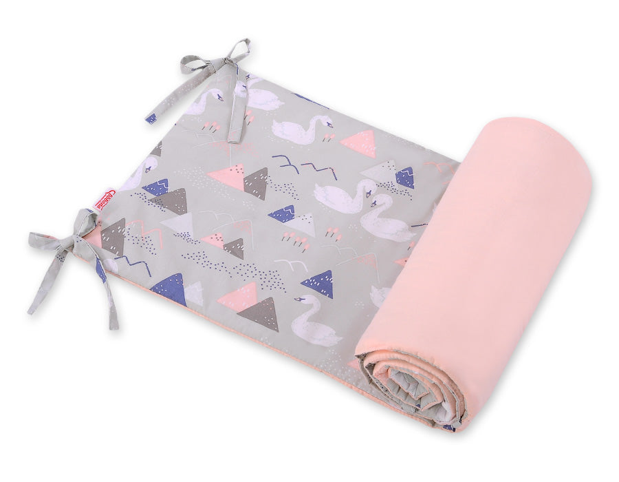 Universal bumper for cot - Swans gray