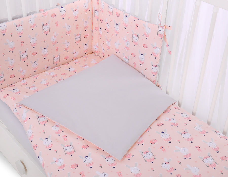 Baby cotton bedding set 2-pcs 120x90 cm- ballerinas pink
