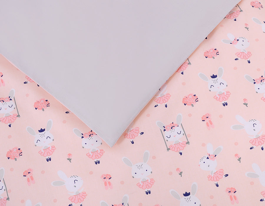 Baby cotton bedding set 2-pcs 120x90 cm- ballerinas pink