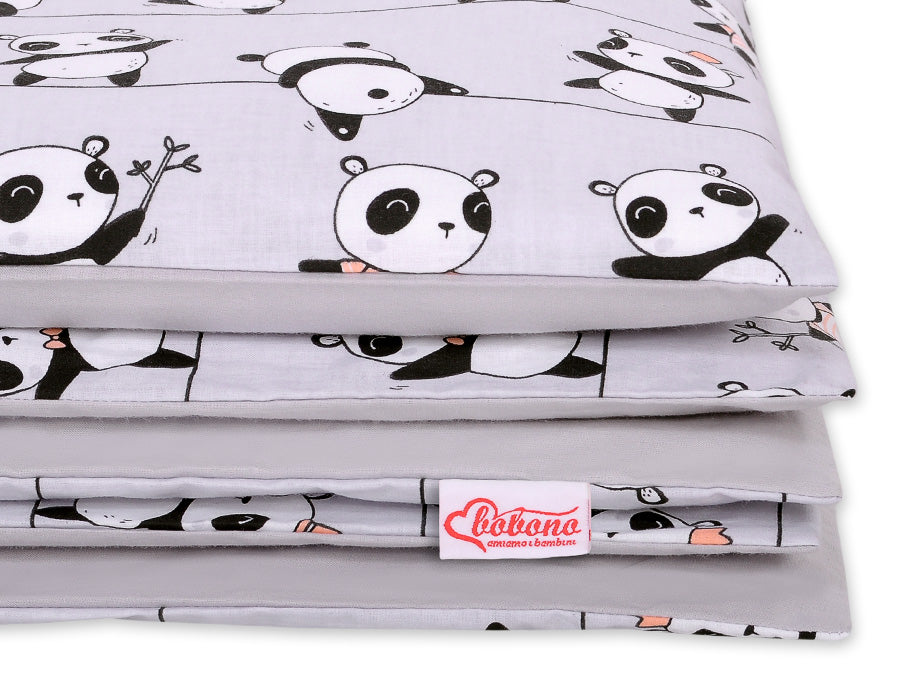 Baby cotton bedding set 2-pcs 120x90 cm - grey panda