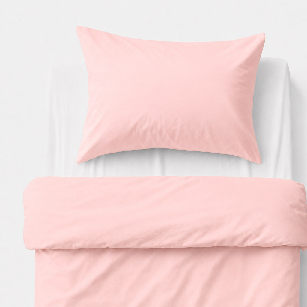Cotton children's bedding set 2 pieces pillowcase 60x40 cm and duvet cover 135x100 cm - powder pink