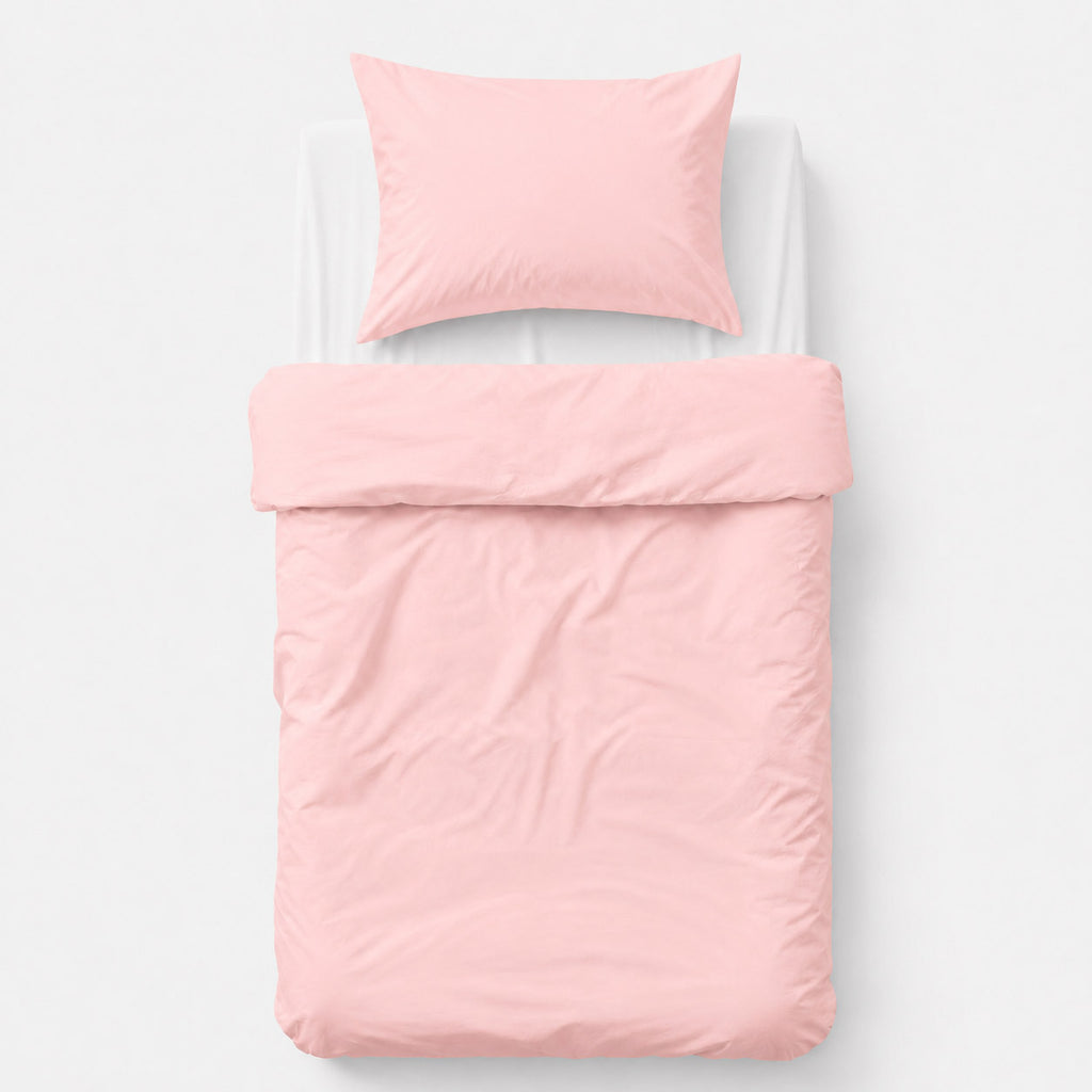 Cotton children's bedding set 2 pieces pillowcase 60x40 cm and duvet cover 135x100 cm - powder pink