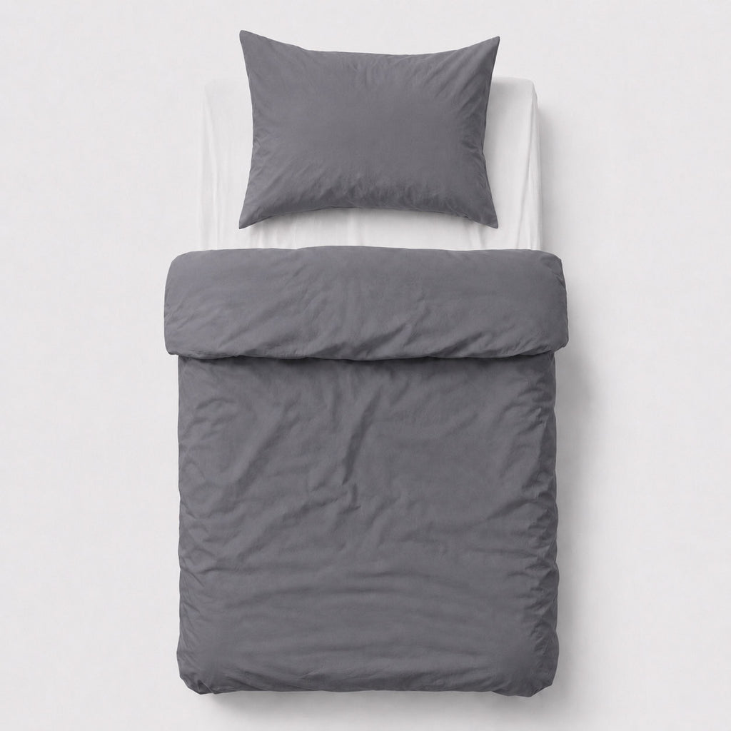 Cotton children's bedding set 2 pieces pillowcase 60x40 cm and duvet cover 135x100 cm - anthracite