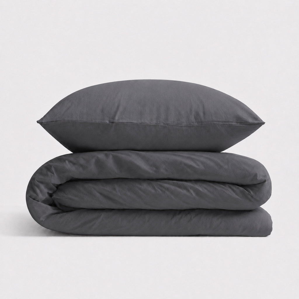Cotton children's bedding set 2 pieces pillowcase 60x40 cm and duvet cover 135x100 cm - anthracite