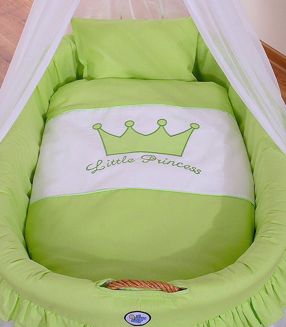 Moses Basket Wicker drape crib- Little Princess green