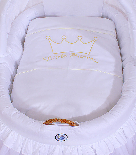Moses Basket/Wicker crib with hood - Little Prince white