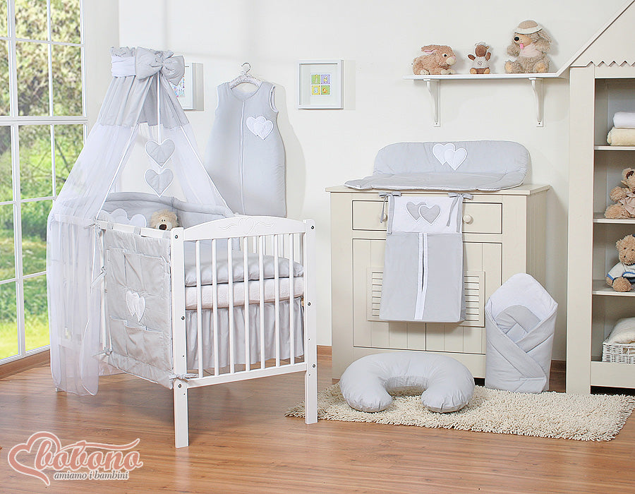 Canopy made of Chiffon- Hanging Hearts gray