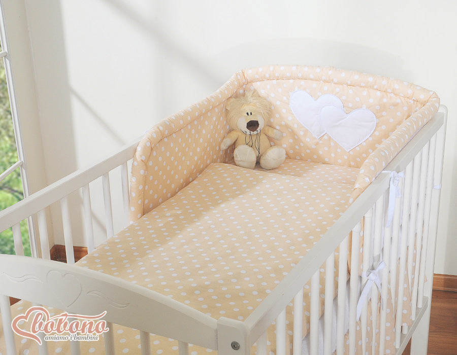 Bedding set 3-pcs 135x100 - Hanging Hearts white dots on beige
