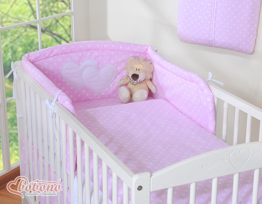Bedding set 3-pcs 135x100 - Hanging Hearts white dots on pink