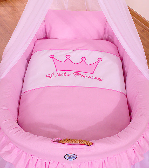 Moses Basket Wicker drape crib - Little Princess pink