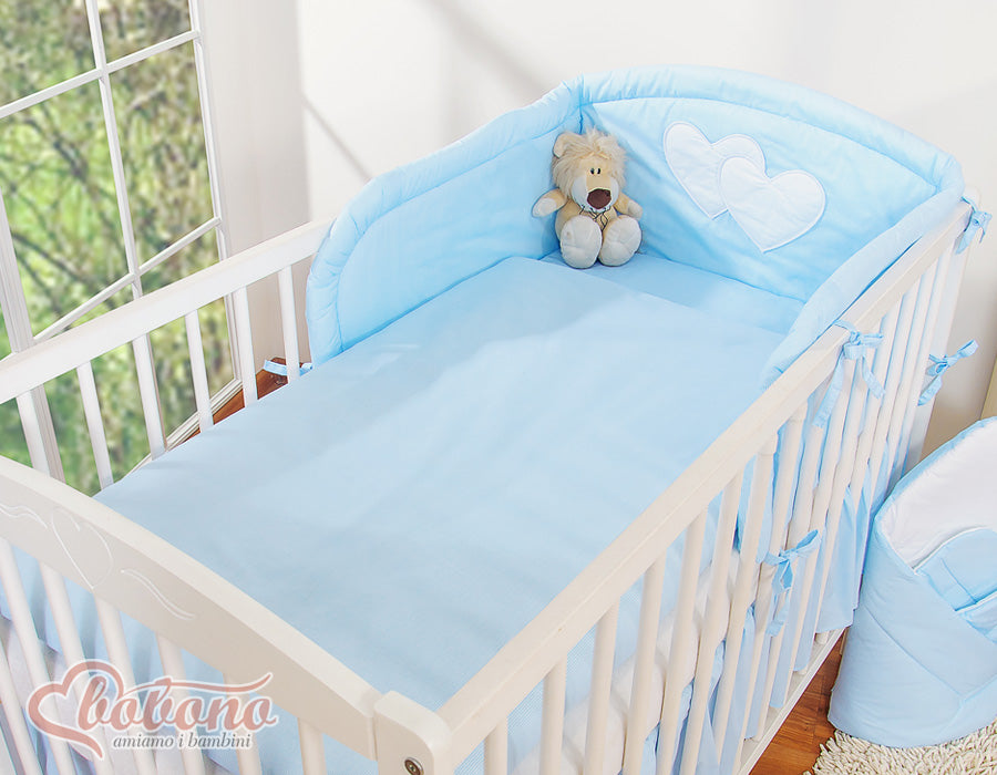 Bedding set 3-pcs 135x100 - Hanging Hearts blue strips