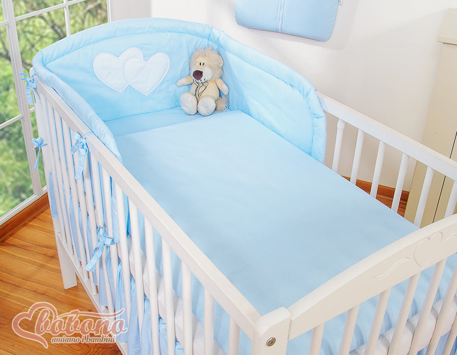 Bedding set 3-pcs 135x100 - Hanging Hearts blue strips