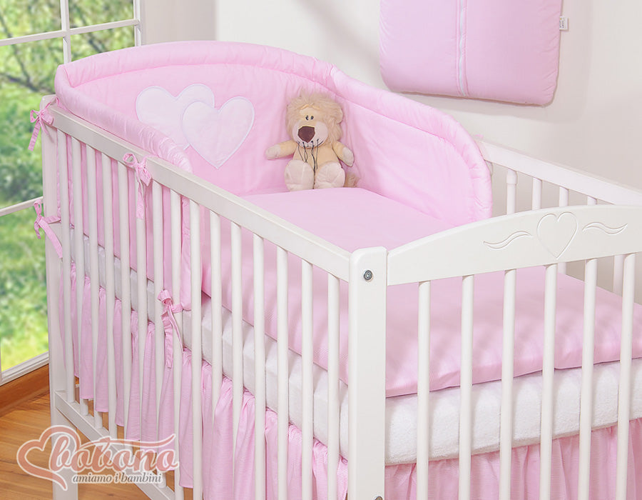 Bedding set 3-pcs 120x90 - Hanging Hearts pink strips