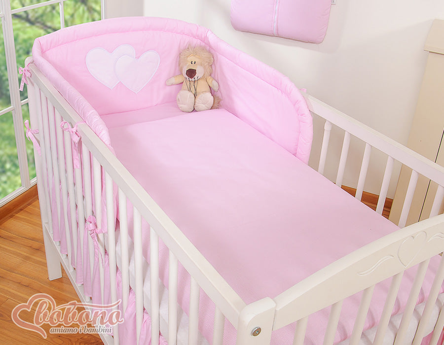 Bedding set 3-pcs 120x90 - Hanging Hearts pink strips