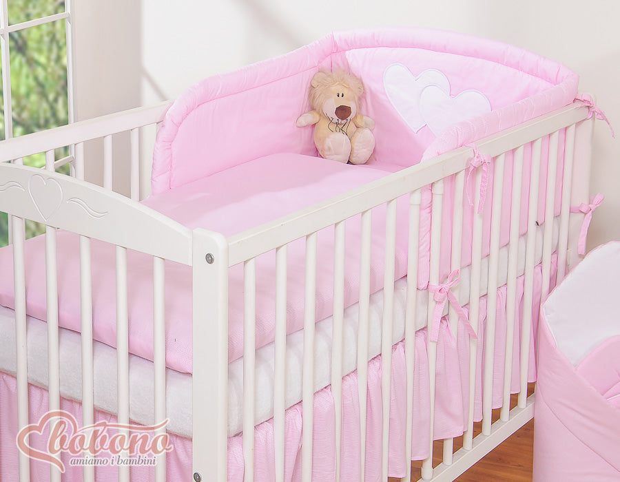 Bedding set 3-pcs 135x100 - Hanging Hearts pink strips