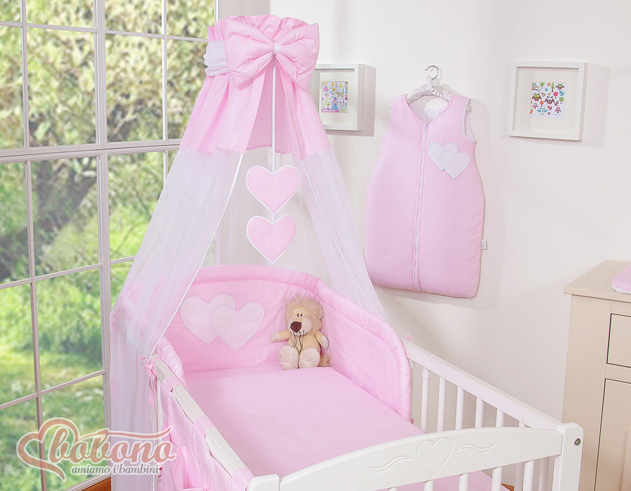 Canopy made of Chiffon- Hanging Hearts rosa strips
