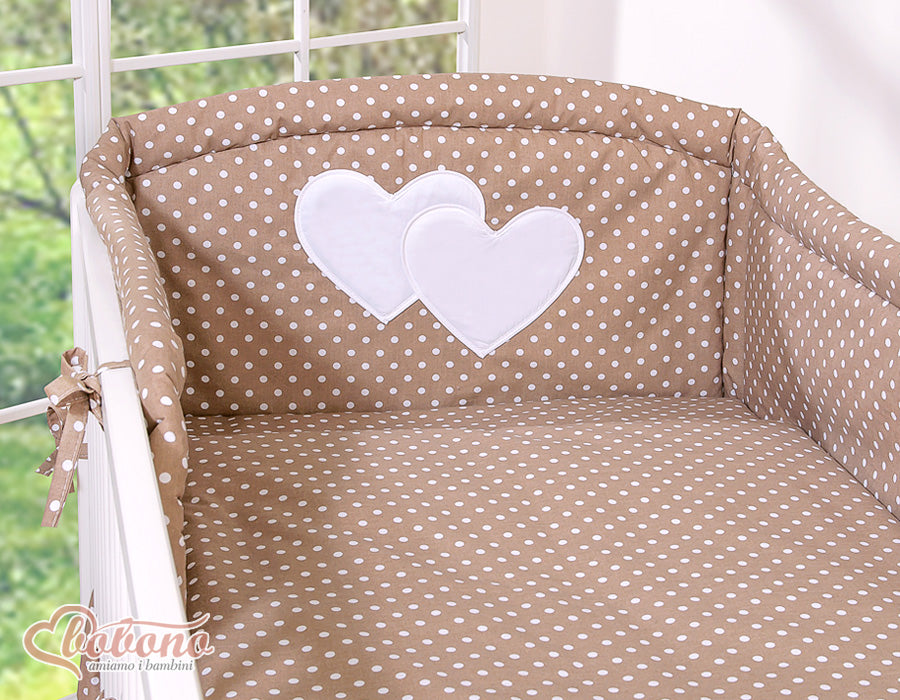 Bedding set 3-pcs 135x100 - Hanging Hearts white dots on brown