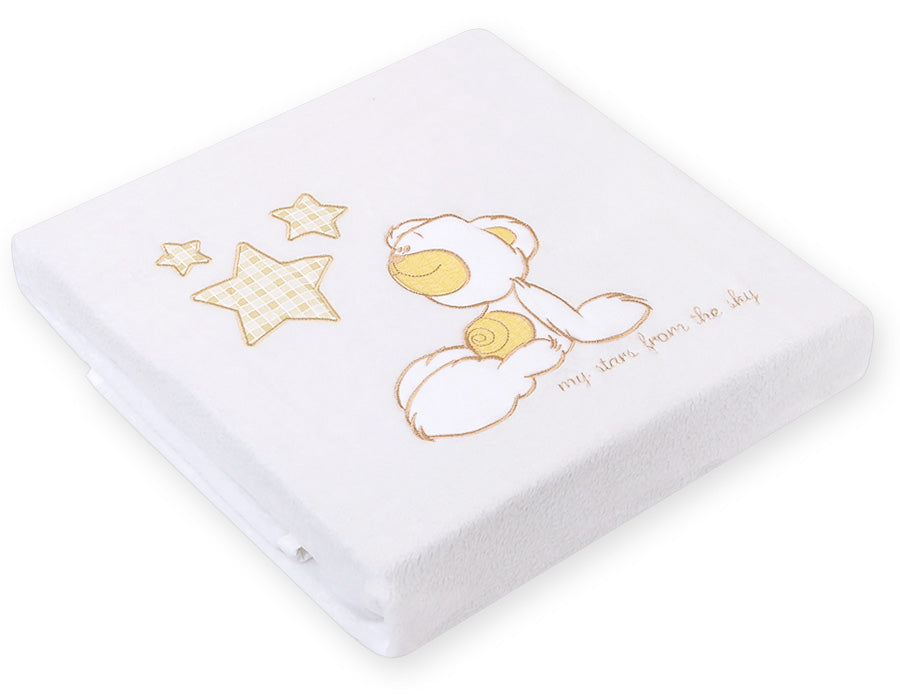 Polar fleece blanket for babies - Carlo- Teddy Bear with Stars white