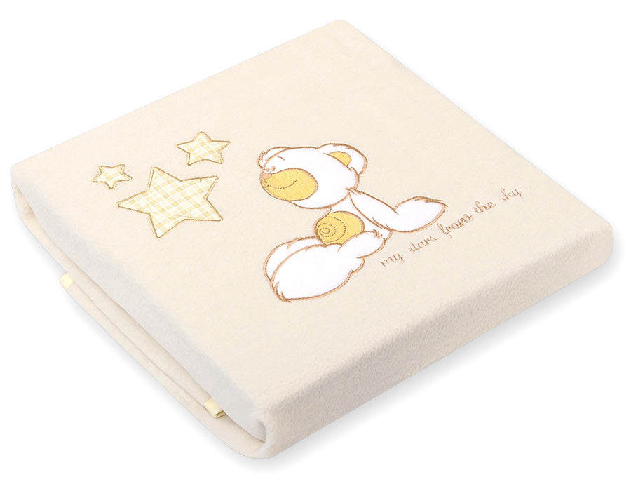 Polar fleece blanket for babies - Carlo- Teddy Bear with Stars creme