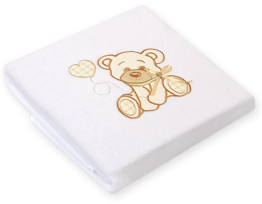 Polar fleece blanket for babies - Bear with bow white