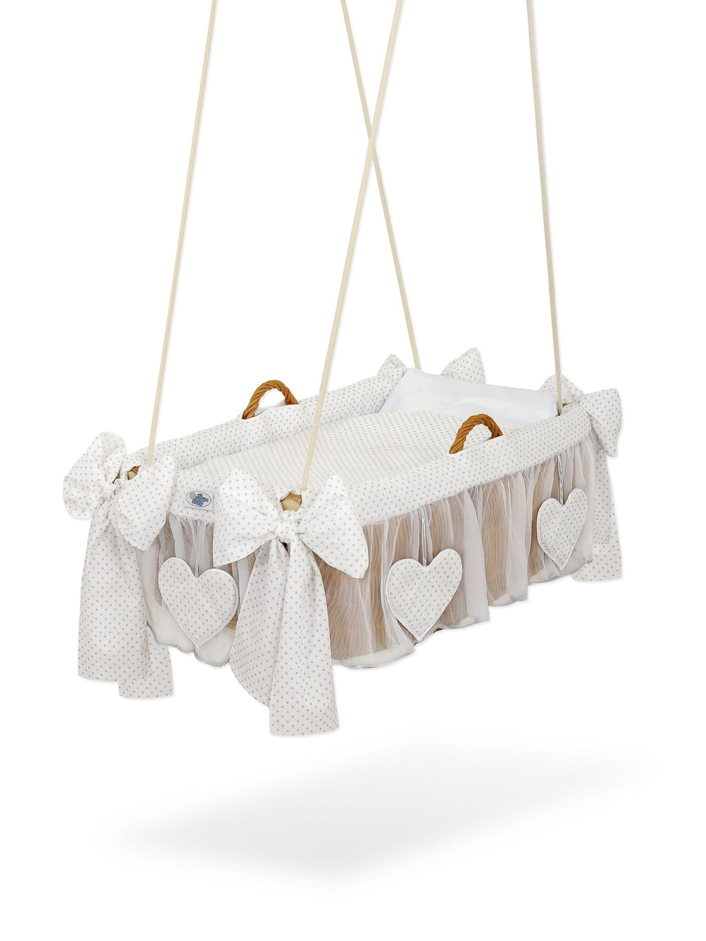 Moses Basket Hanging crib - Grey dots
