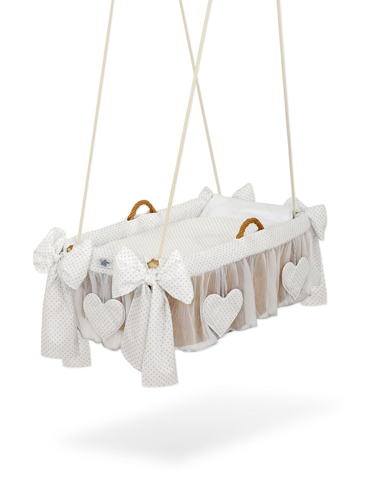 Moses Basket Hanging crib - Grey dots