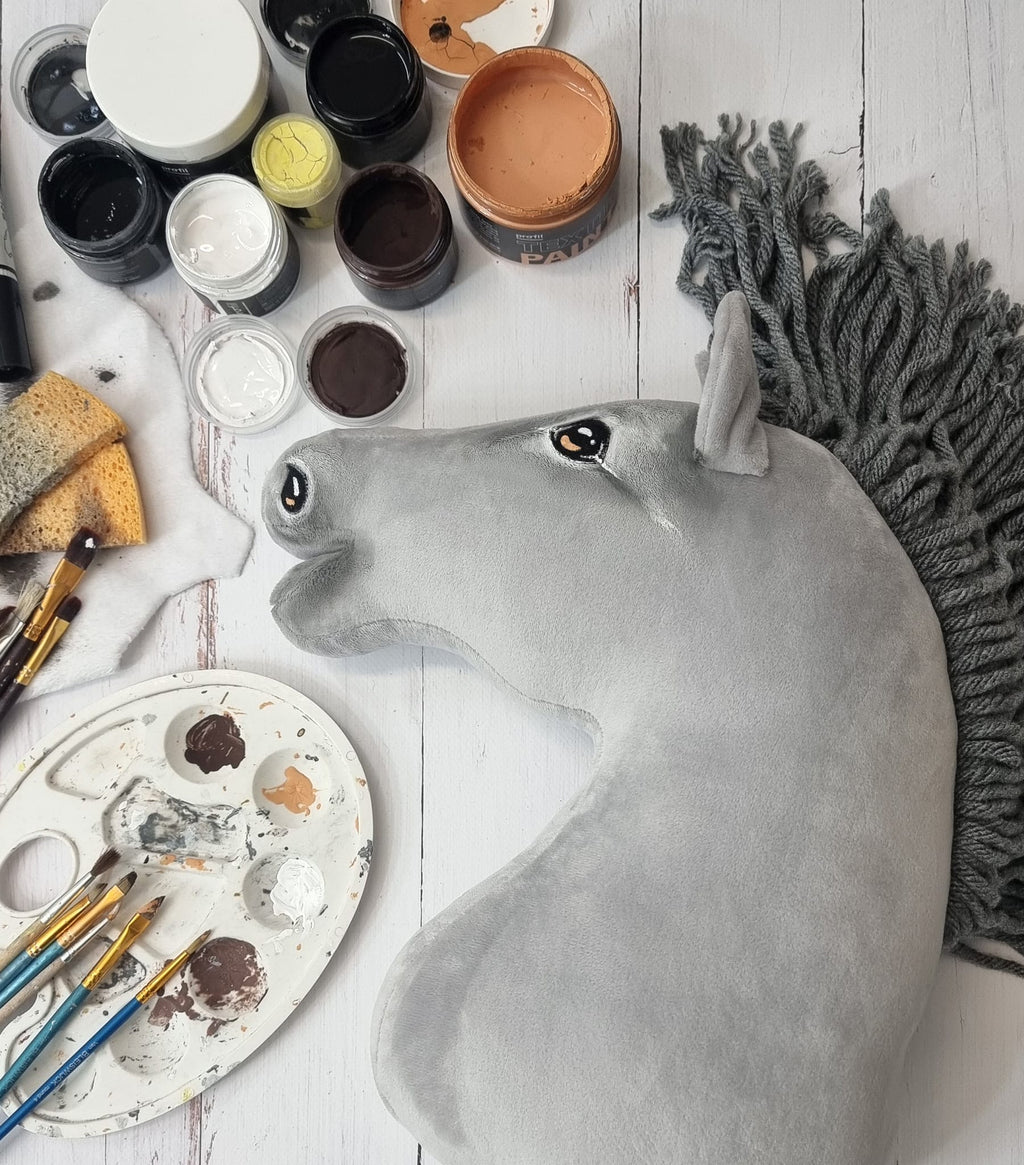 Horse on a stick Super Hobby Horse Premium - gray horse with grey mane A3
