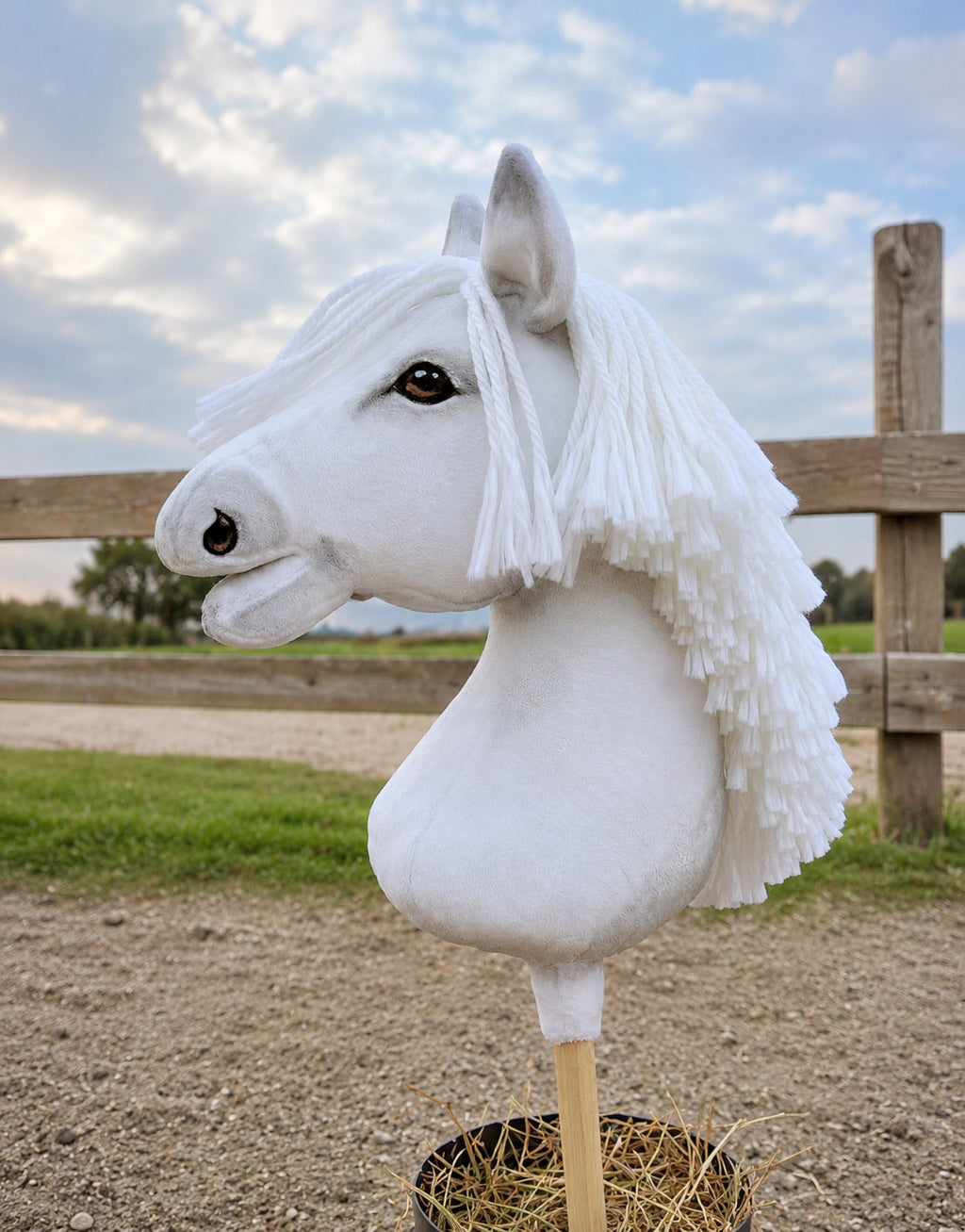 Horse on a stick Super Hobby Horse Premium - white A3