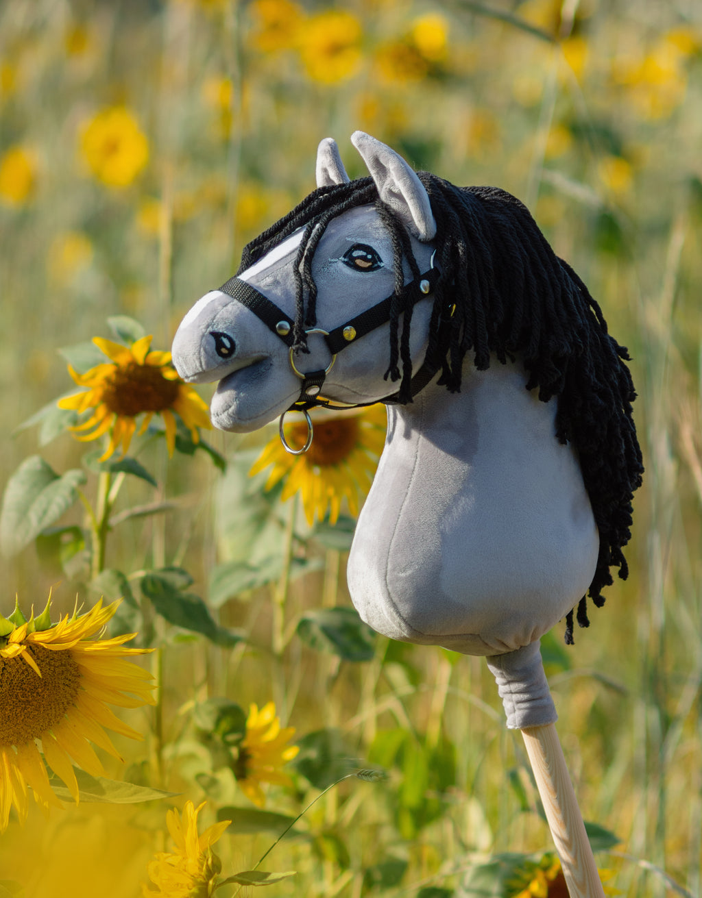 Horse on a stick Super Hobby Horse Premium - gray horse IV with black mane A3