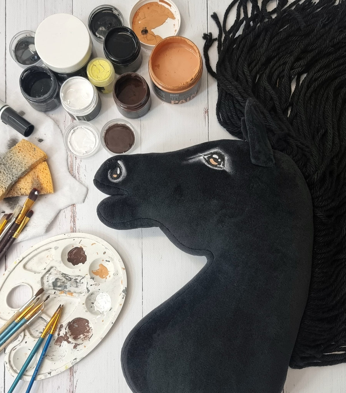 Horse on a stick Super Hobby Horse Premium - friesian horse frieze II A3