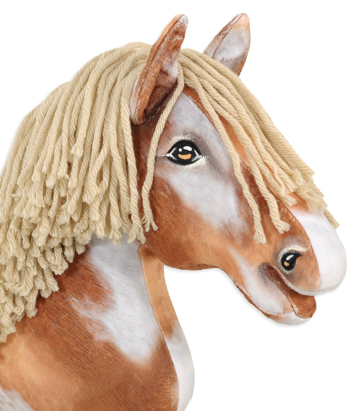 Horse on a stick Super Hobby Horse Premium - tobiano bay horse with a beige mane A3