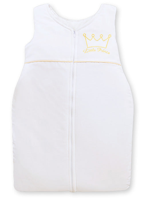 Cotton sleeping bag for children, size M, 6-12 months, TOG 2.5, all-season, Little Prince white