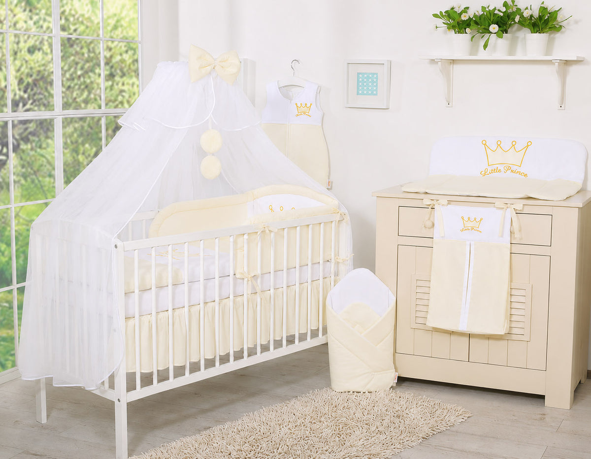 Dust Ruffle Crib - Bed Skirt - Masking flounce 120x60cm - cream