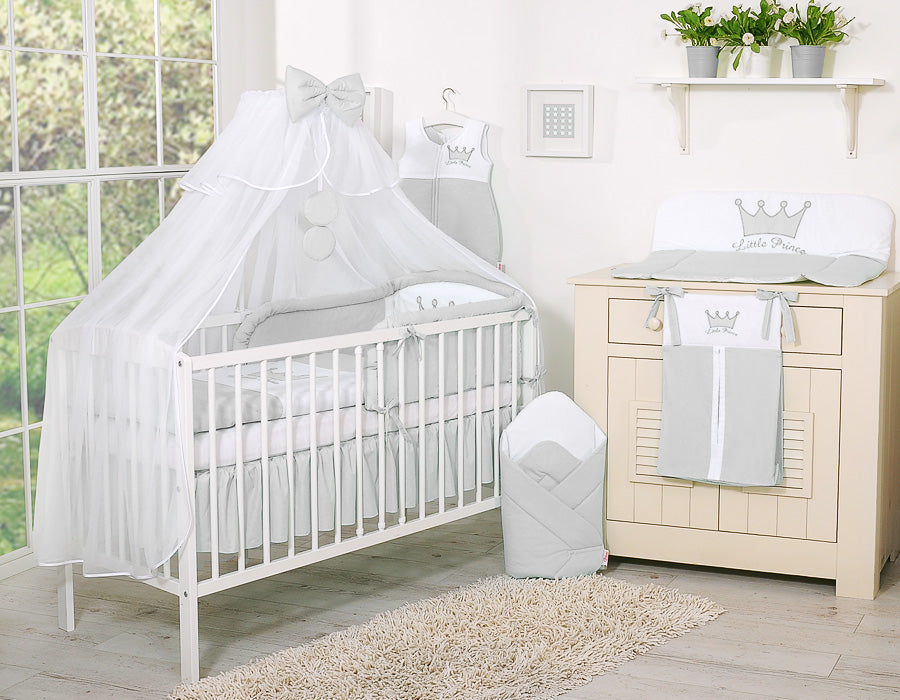 Dust Ruffle Crib - Bed Skirt - Masking flounce 120x60cm - grey