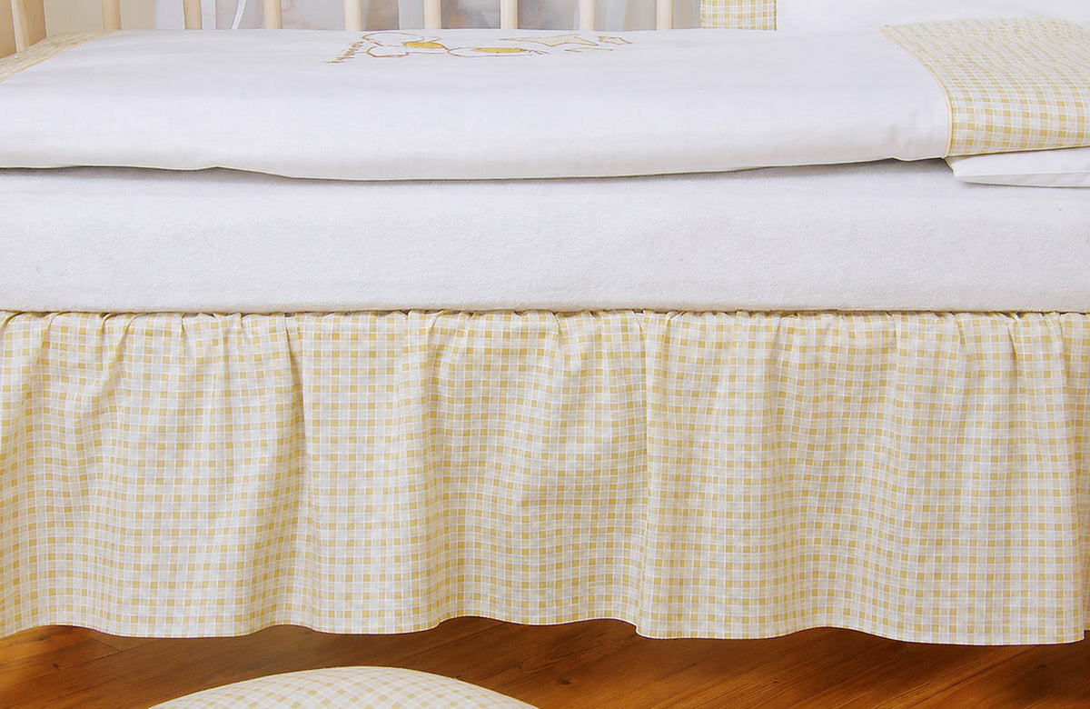 Dust Ruffle Crib - Bed Skirt - Masking flounce 120x60cm - cream-coloured check