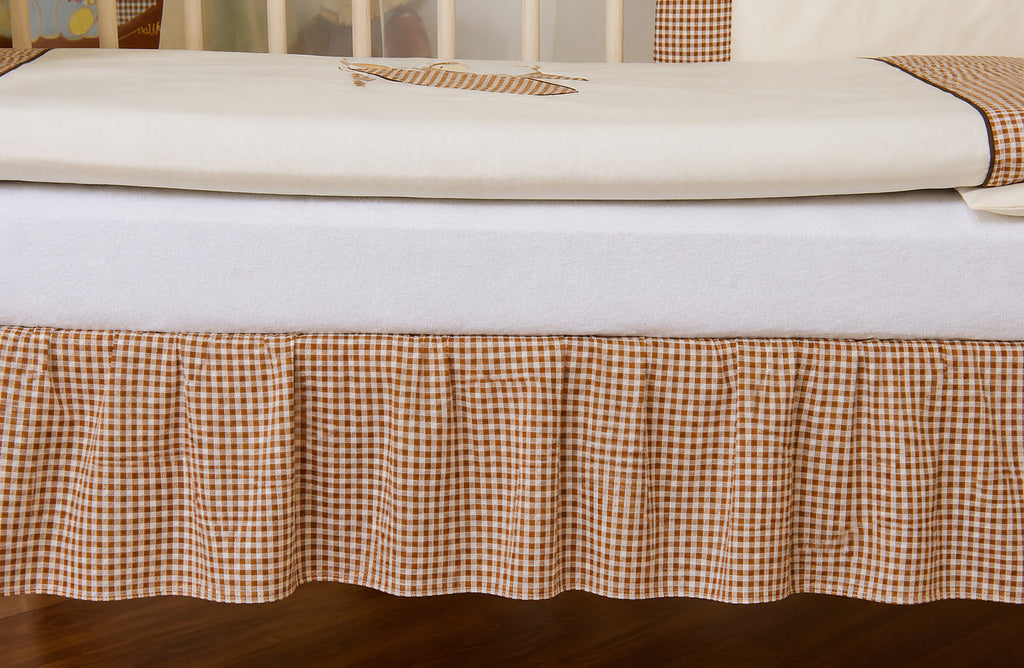 Dust Ruffle Crib - Bed Skirt - Masking flounce 120x60cm - brown checkered