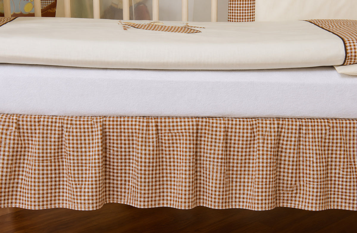 Dust Ruffle Crib - Bed Skirt - Masking flounce 120x60cm - brown checkered