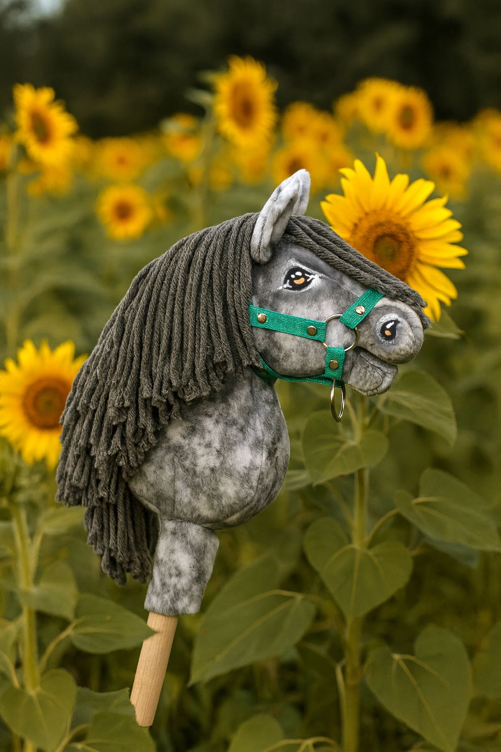 Horse on a stick Super Hobby Horse Premium dapple grey horse with a grey mane A5