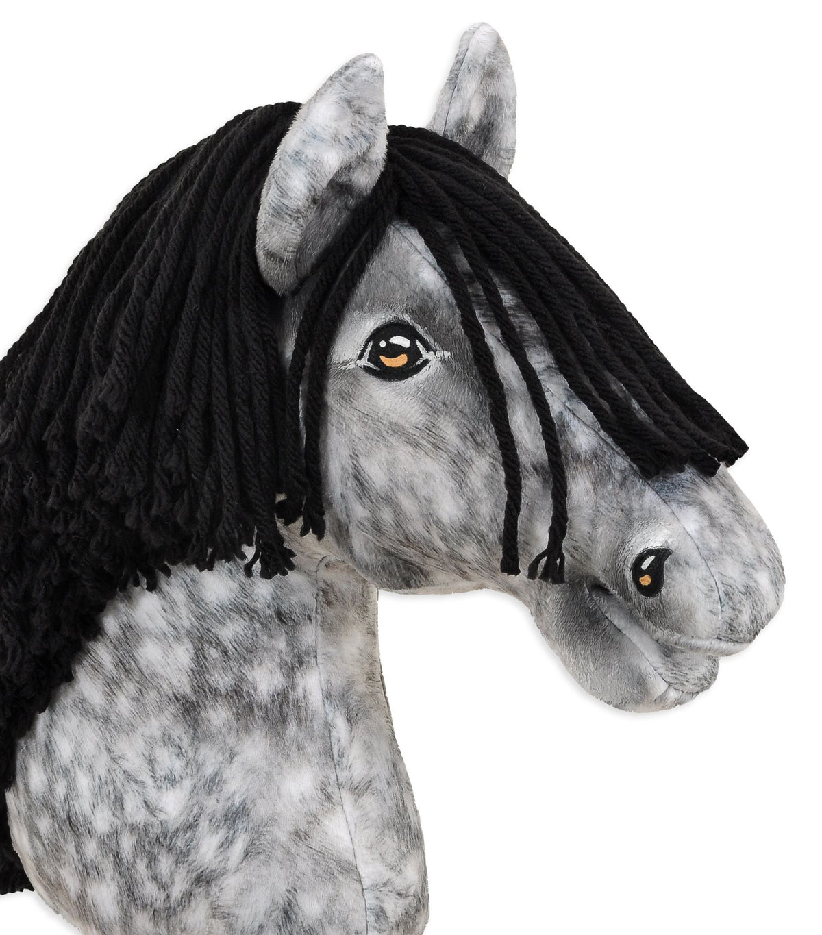 Horse on a stick Super Hobby Horse Premium - dapple grey horse with a black mane A3