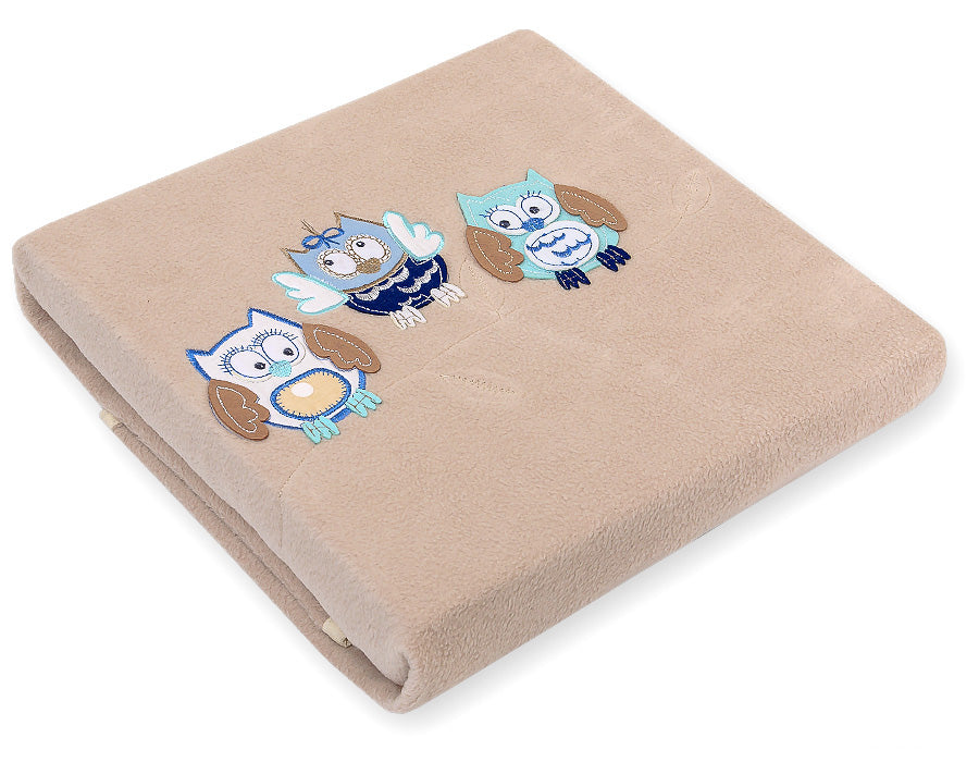 Polar fleece blanket for babies - Owls Bigi Zibi & Adele- beige