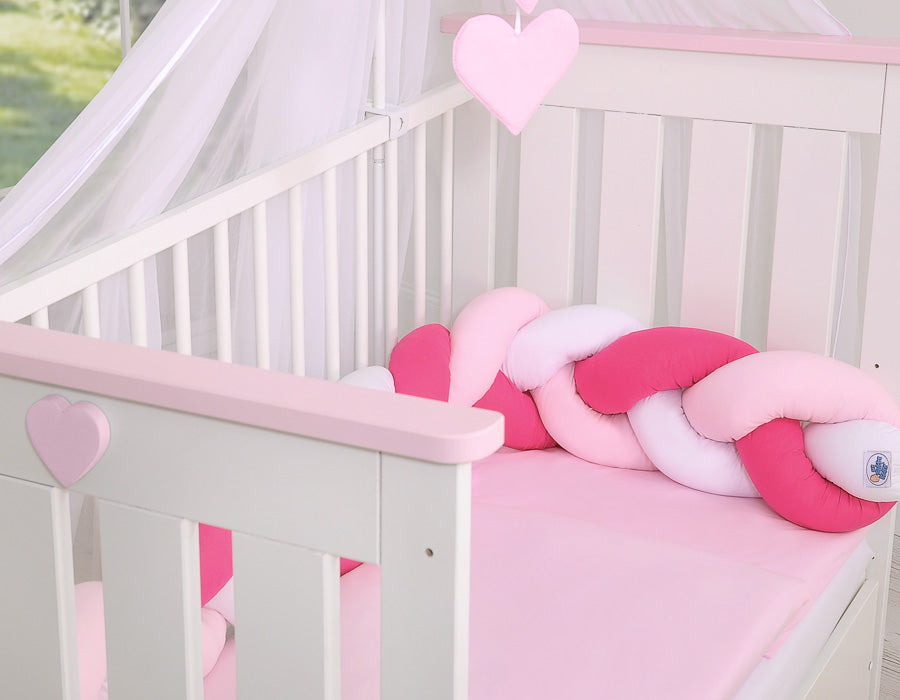 Knot bumper- white-dark pink-pink
