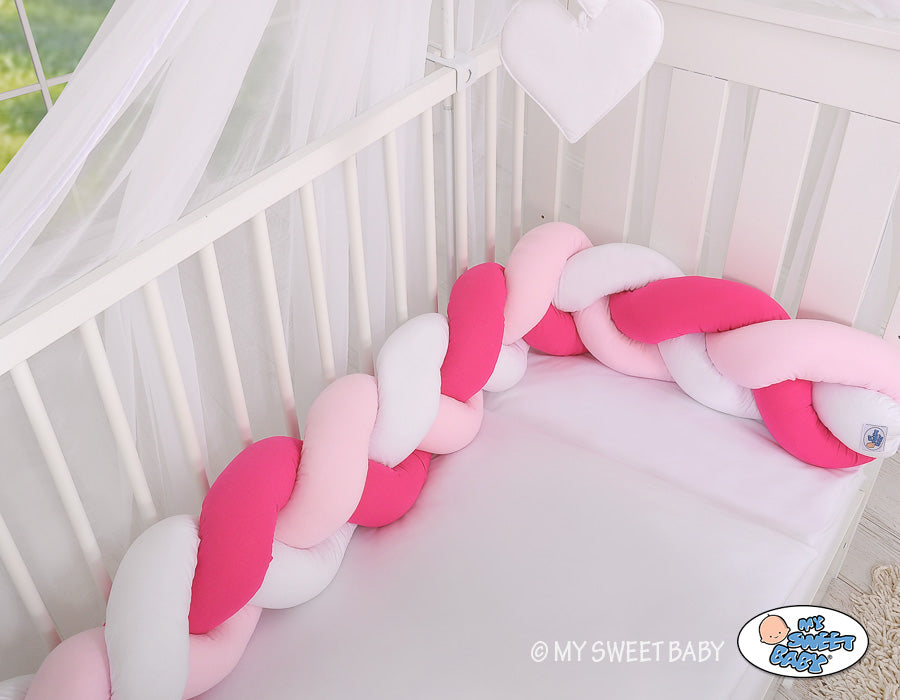 Knot bumper- white-dark pink-pink