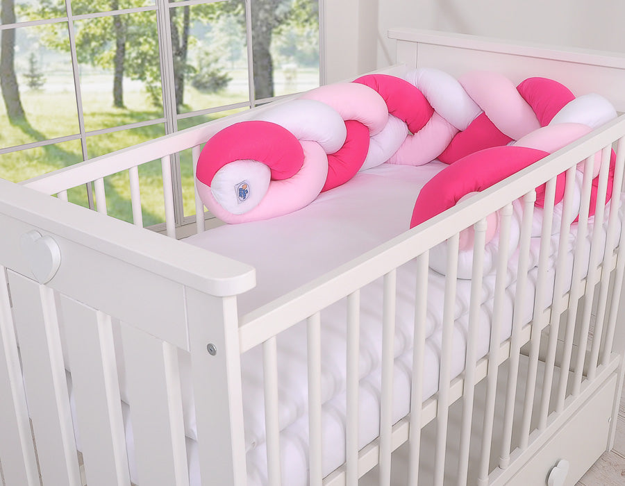 Knot bumper- white-dark pink-pink
