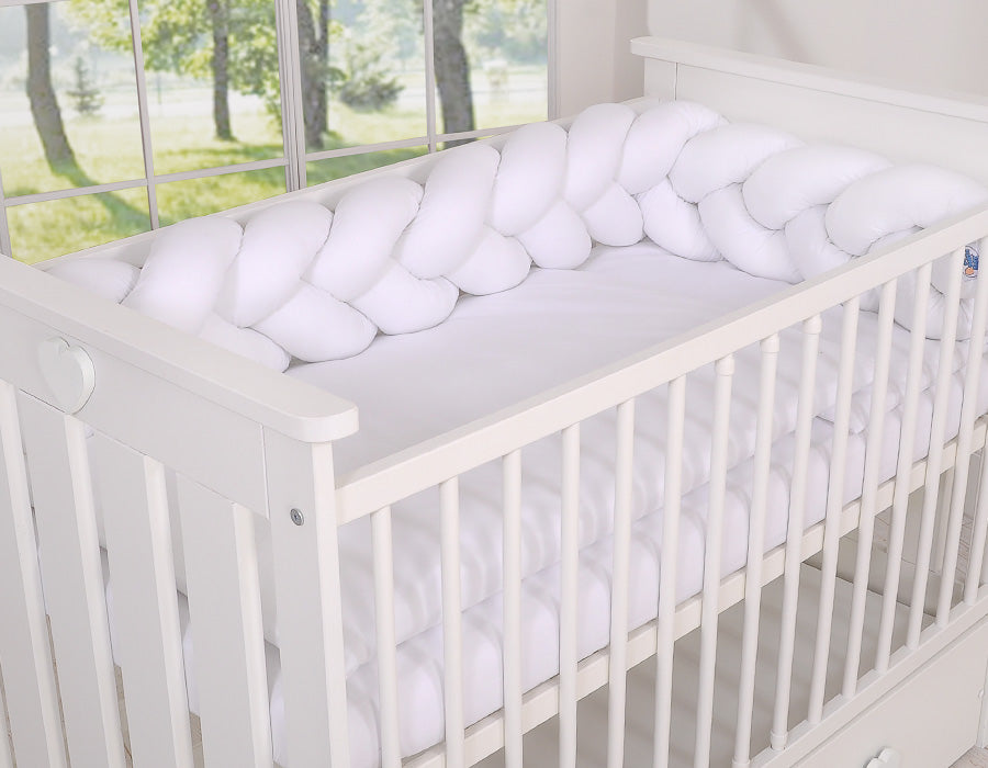 Wooden baby cot 120x60cm Lorenzo III white, with teething rail