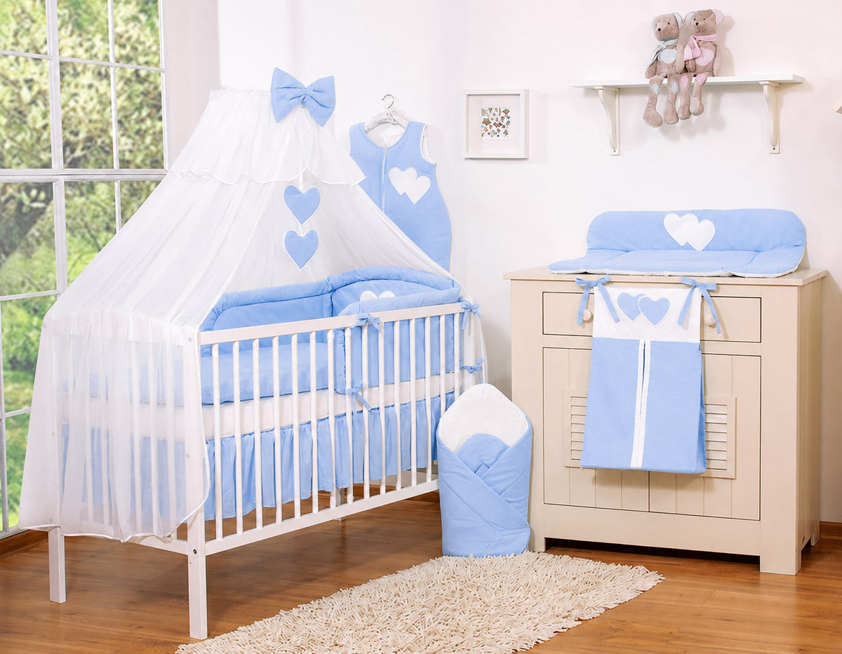 Dust Ruffle Crib - Bed Skirt - Masking flounce 120x60cm - blue