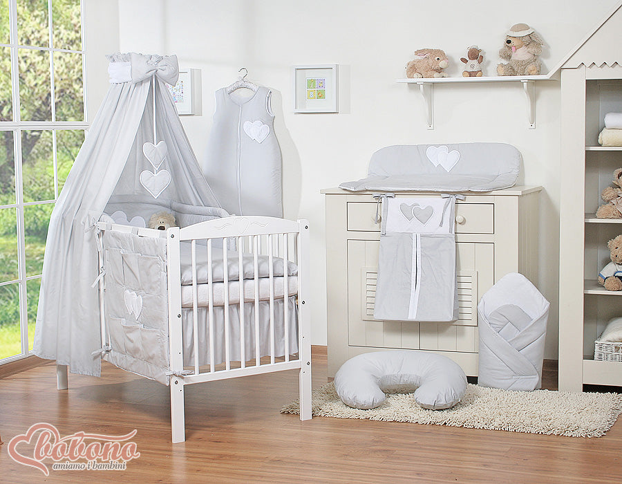 Canopy made of fabric- Hanging Hearts gray